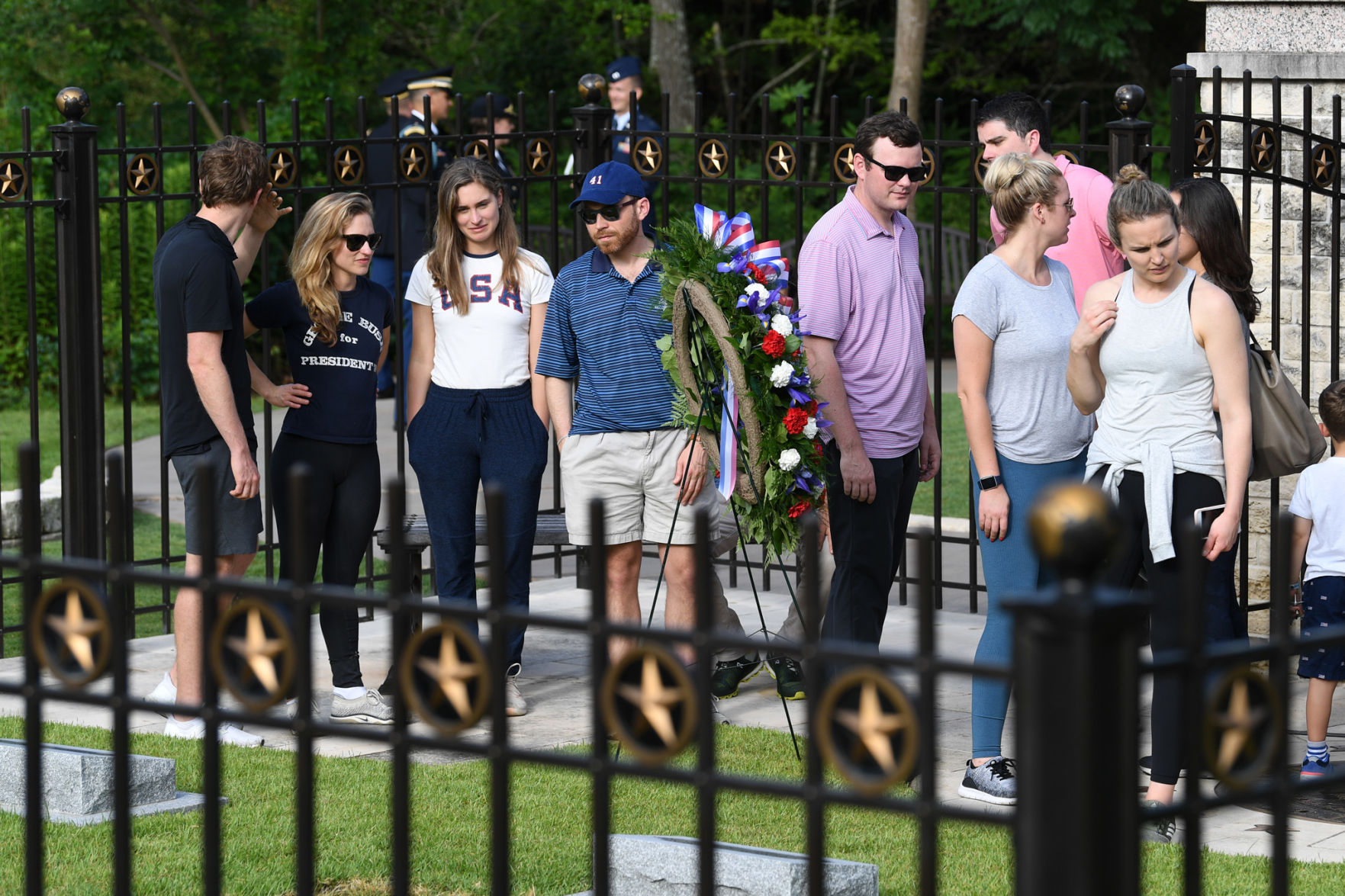 Wreath laying at Bush gravesite